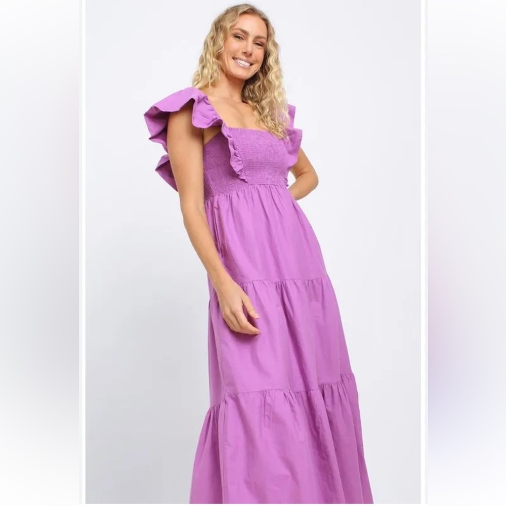 Farm Rio Elegant Purple Ruffle Maxi Dress size S